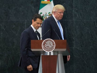 Peña Nieto y Trump el 31 de agoto de 2016 durante la polémica visita del entonces candidato a la Casa Blanca a México.