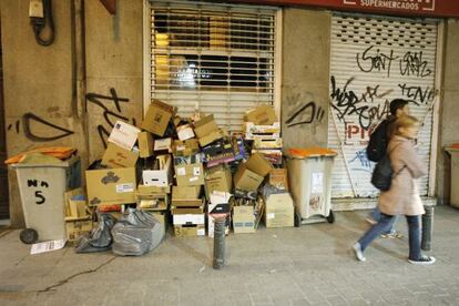Basuras en una calle de Madrid.