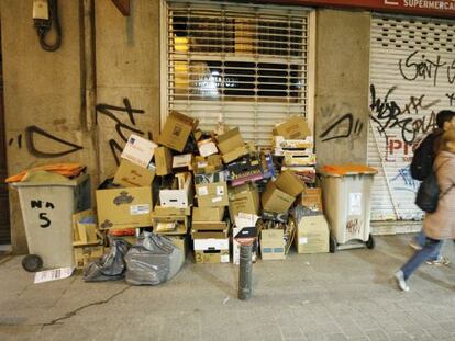 Basuras en una calle de Madrid.