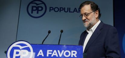 Rueda de prensa del l&iacute;der del PP, Mariano Rajoy, al t&eacute;rmino de la la reuni&oacute;n del Comit&eacute; Ejecutivo Nacional del PP.