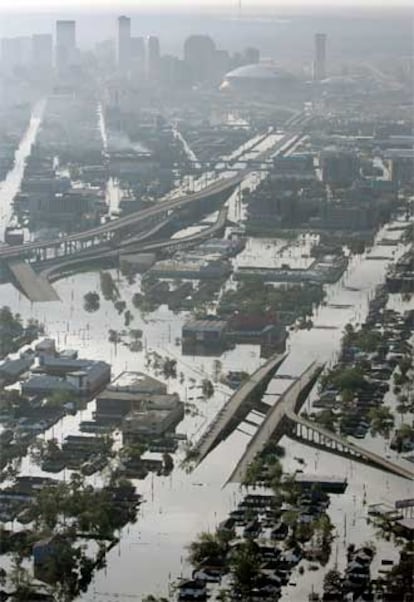 La ciudad de Nueva Orleans, completamente inundada tras el paso del huracán Katrina.