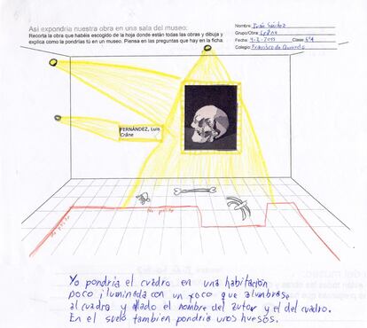 Planteamiento espacial de 'Le Crâne', obra de Luis Fernández realizada por el niño Iván Sánchez.