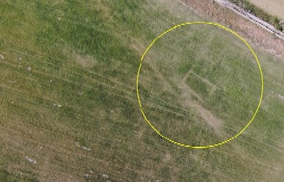 Imagen del posible templo de Pintia obtenida con el vuelo de un dron