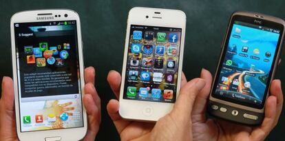 Diferentes modelos de smartphones