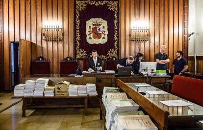 Pilar de la Oliva, presidenta del Tribunal Superior de Justicia de Valencia, durante el juicio del caso Fitur.