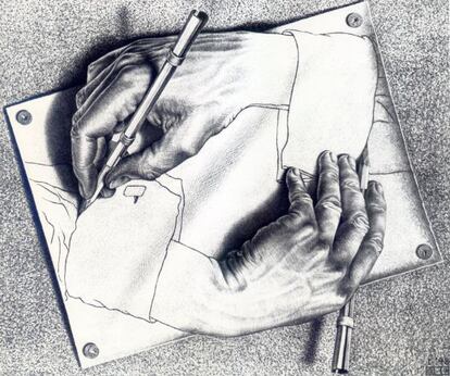 Las manos que dibujan manos de M.C. Escher, clave en el enigma literario sueco
