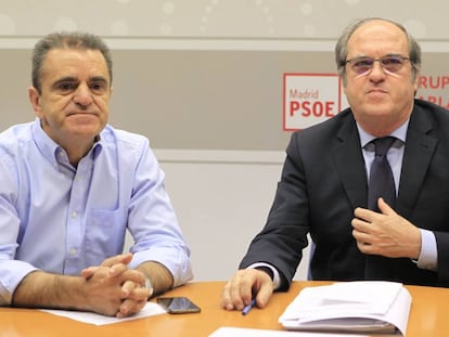 El portavoz del PSOE en la Asamblea de Madrid, &Aacute;ngel Gabilondo (derecha) y el portavoz adjunto, Jos&eacute; Manuel Franco. 