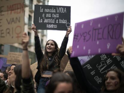 Manifestación contra la sentencia de La Manada, el 10 de mayo en Barcelona.