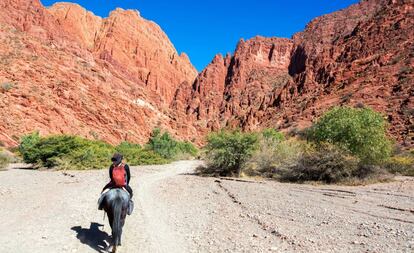 Ruta a caballo por un cañón cercano a Tupiza, al sur de Bolivia.