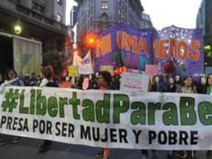 A march in Buenos Aires in 2016 calling for the release of Belén.