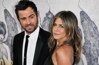 Justin Theroux y Jennifer Aniston, en un estreno en Hollywood en abril de 2018.