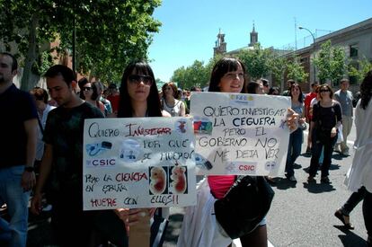 Manifestaci&oacute;n de investigadores del CSIC, en una imagen de archivo de 2013.