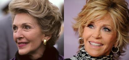 Nancy Reagan en 1980 y una imagen actual de Jane Fonda.