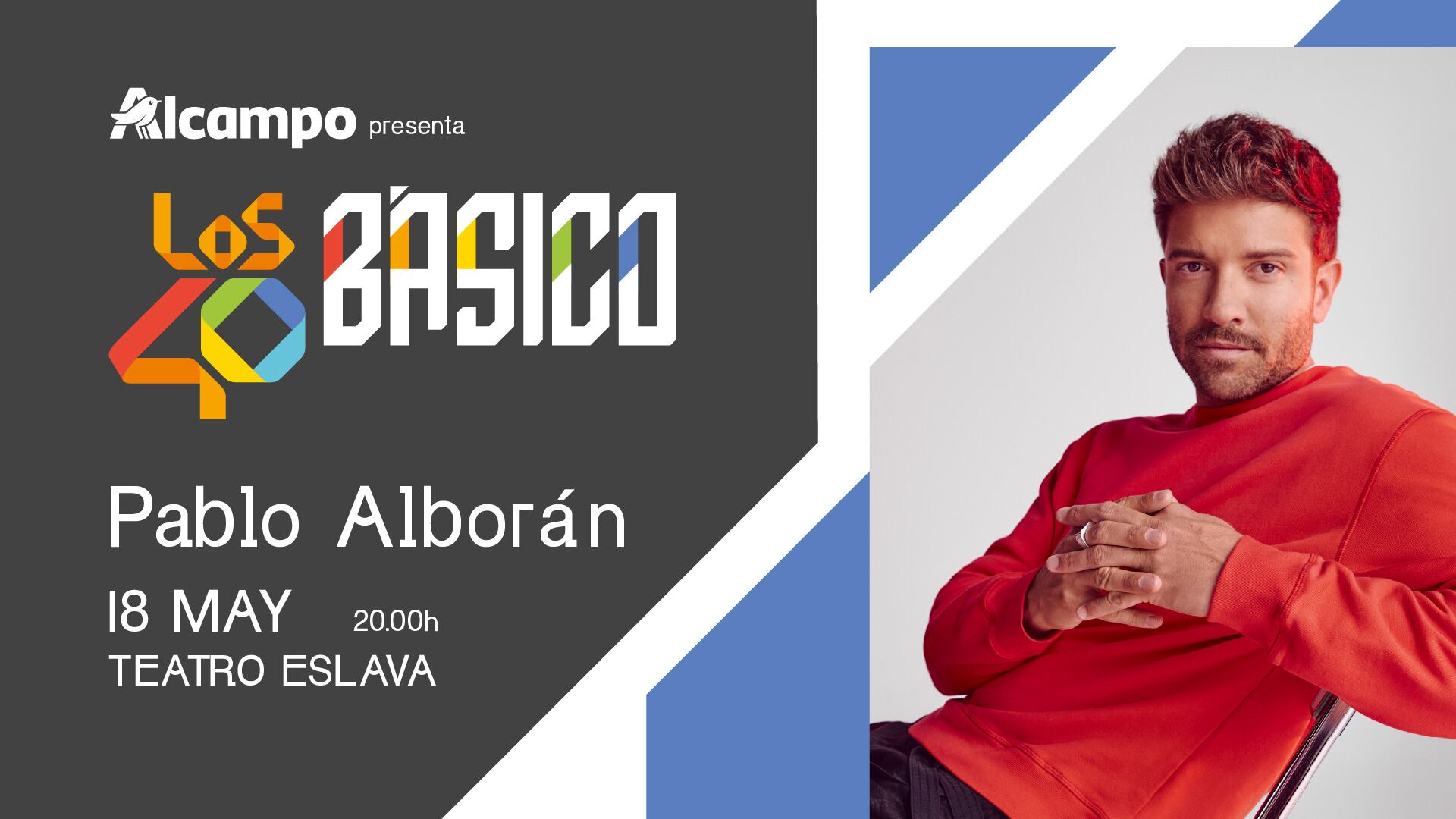 Gana dos entradas para ver a Pablo Alborán en LOS40 Básico