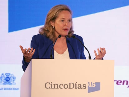 Nadia Calviño, vicepresidenta primera y ministra de Asuntos Económicos, durante su participación en el acto de 'CincoDías'.