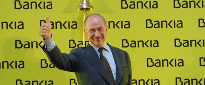 Rodrigo Rato, expresidente de Bankia, el día del estreno bursátil de la entidad financiera, el 20 de julio de 2011.