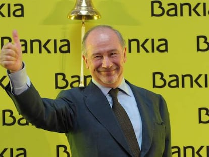 Rodrigo Rato, expresidente de Bankia, el día del estreno bursátil de la entidad financiera, el 20 de julio de 2011.