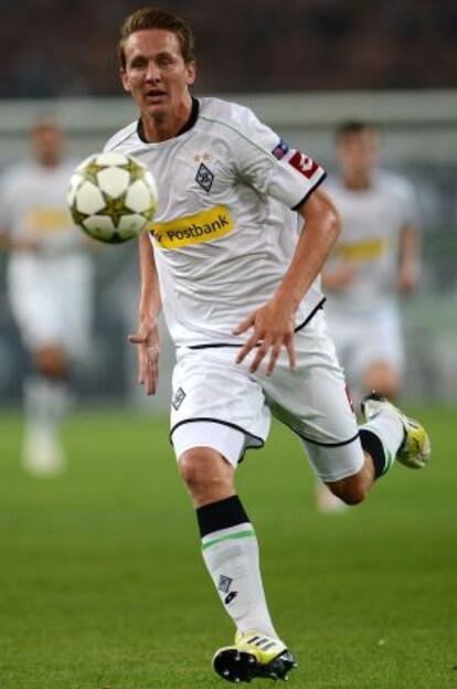 Luuk de Jong, durante el partido del Borussia Mönchengladbach ante el Dinamo de Kiev, ida de la previa de la Liga de Campeones