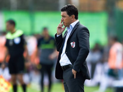 Marcelo Gallardo, durante de un duelo de River en la Superliga.