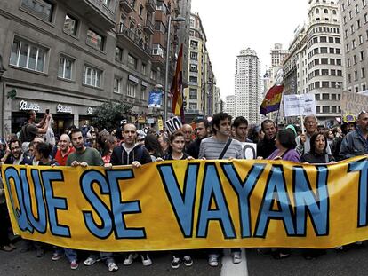 Concentraci&oacute;n en septiembre de 2011 por la Gran V&iacute;a de Madrid