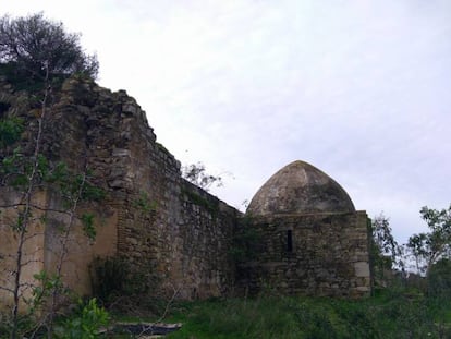 Ruinas de la iglesia visigoda de Barbate entre maleza.