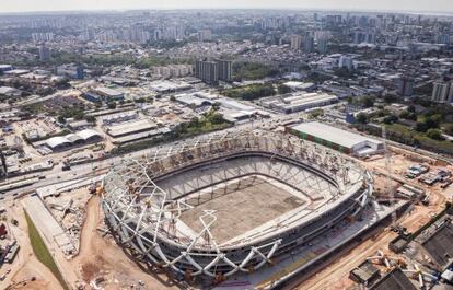 El estadio Arena de Amazonia, en Manaos, en obras en octubre. 