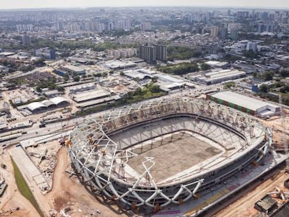 El estadio Arena de Amazonia, en Manaos, en obras en octubre. 