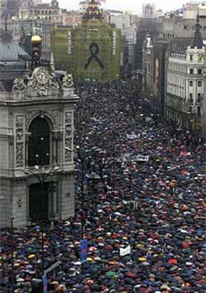 La manifestación de Madrid, a su paso por la calle de Alcalá.