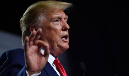 El presidente de EE UU, Donald Trump, durante la conferencia de prensa en Biarritz,el pasado lunes.