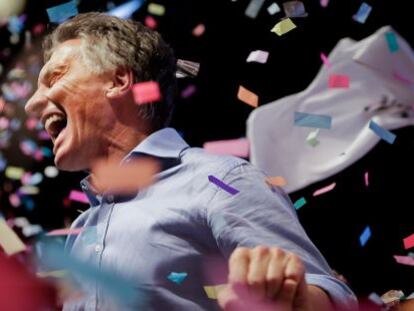 Mauricio Macri celebra em Buenos Aires sua vitória eleitoral.