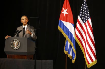 El president Obama es dirigeix al poble cubà des del Gran Teatre de l'Havana.