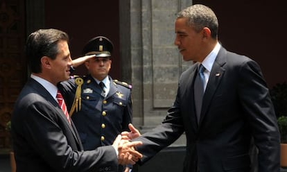 Barack Obama y Enrique Pena Nieto, momentos antes de la reunión