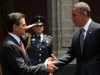 Barack Obama y Enrique Pena Nieto, momentos antes de la reunión