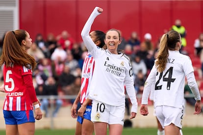 Weir celebra un gol del Madrid ante el Atllético en un partido de Liga el pasado 5 de enero en el Centro Deportivo Alcalá de Henares.