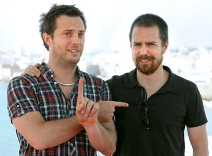El director de <i>Moon,</i> Duncan Jones (izquierda), y su actor protagonista, Sam Rockwell, en Sitges