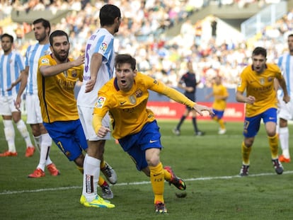 Messi celebra el segundo gol del Bar&ccedil;a. 