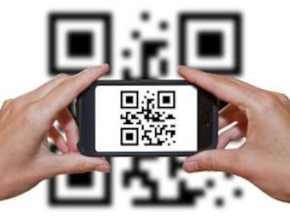 Código QR en un móvil.