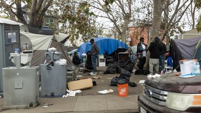 Un campamento de tiendas de campaña en Oakland, en la bahía de San Francisco.
