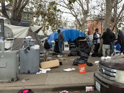 Un campamento de tiendas de campaña en Oakland, en la bahía de San Francisco.