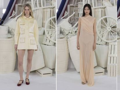 Tres de los looks diseñados por Teresa Helbig en su desfile de París.