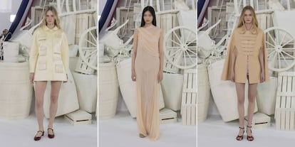 Tres de los looks diseñados por Teresa Helbig en su desfile de París.