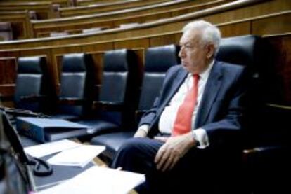 El ministro de Asuntos Exteriores y de Cooperación, José Manuel García-Margallo, en el pleno del Congreso de los Diputados.