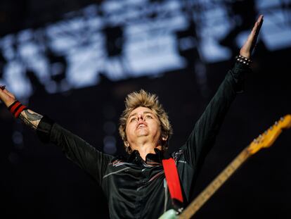 El líder de Green Day, Billie Joe Armstrong, anoche en el concierto del trío californiano en Madrid.