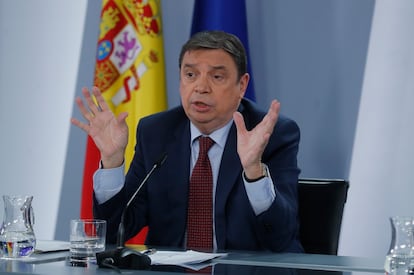 El ministro e Agricultura, Luis Planas durante una rueda de prensa posterior a la reunión del Consejo de Ministros.