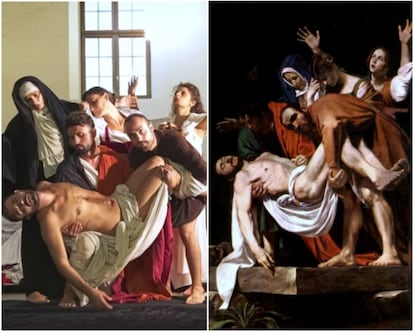 Recriação de ‘O Sepultamento de Cristo’', de Caravaggio (1602-1604).