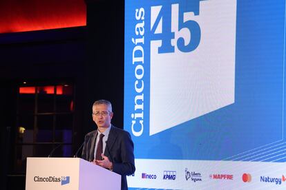 Pablo Hernández de Cos, gobernador del Banco de España, durante su intervención en el foro 45 Aniversario de Cinco Días