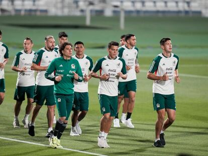 Los jugadores de México durante un entrenamiento, en Qatar.