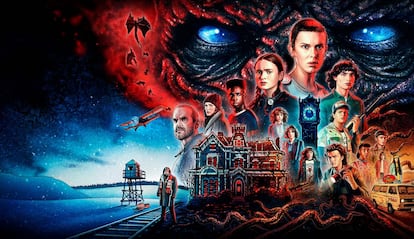 Dibujo de los protagonistas de la serie Stranger Things que llega a Netflix