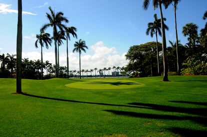 Vista del campo de golf de una residencia en Palm Beach.