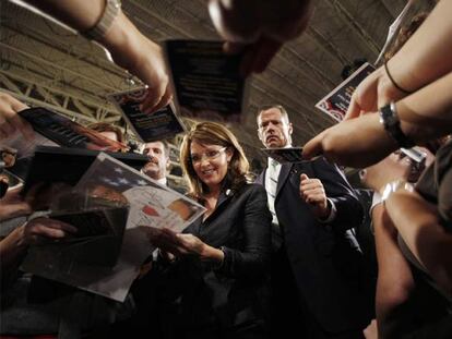 Sarah Palin, gobernadora de Alaska y candidata a la vicepresidencia, en Allentown (Pensilvania).